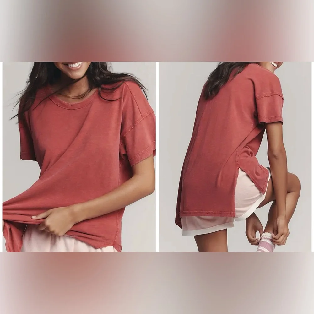 NWOT Anthropologie Pilcro The Jordyn Cotton-Slub Crew-Neck Oversized Tee - XXS